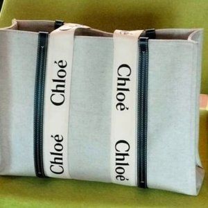 Authentic Chloe Large Woody Tote Canvas Black